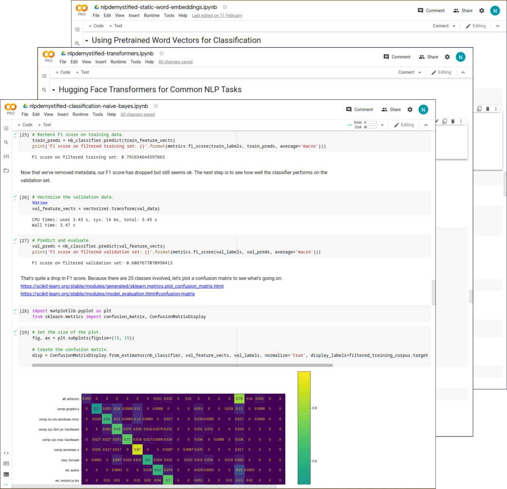 Screenshot of Colab notebooks